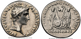 Augustus (27 BC-AD 14). AR denarius (19mm, 3.88 gm, 5h). NGC Choice Fine 5/5 - 3/5, brushed. Lugdunum, 2 BC-AD 4. CAESAR AVGVSTVS-DIVI F PATER PATRIAE...
