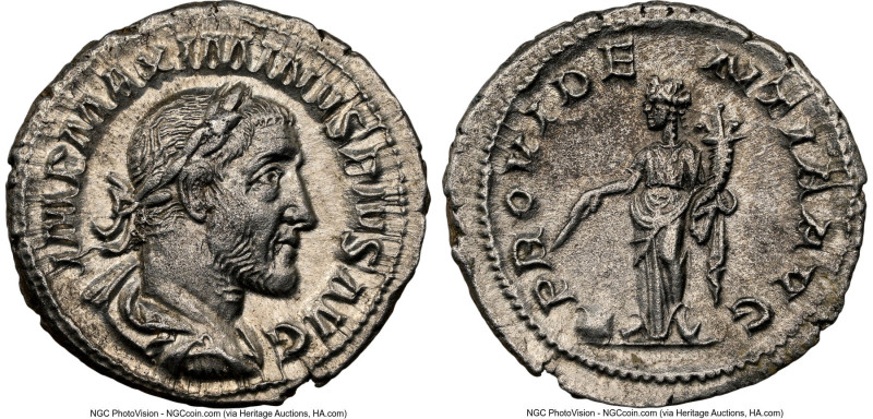 Maximinus I (AD 235-238). AR denarius (20mm, 3.27 gm, 12h). NGC AU 5/5 - 3/5. Ro...