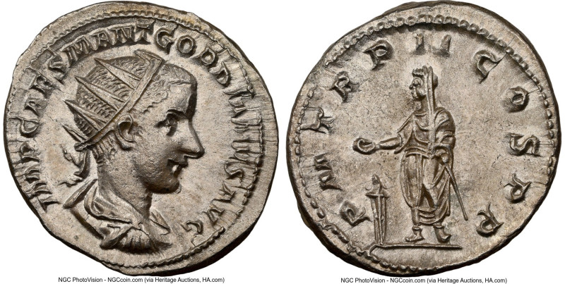 Gordian III (AD 238-244). AR antoninianus (23mm, 4.76 gm, 6h). NGC MS 5/5 - 3/5,...