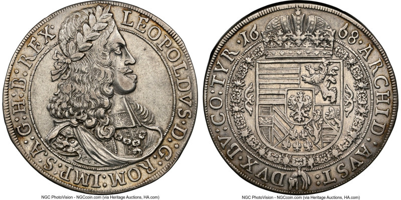 Leopold I Taler 1668 AU Details (Improperly Cleaned) NGC, Hall mint, KM1238, Dav...