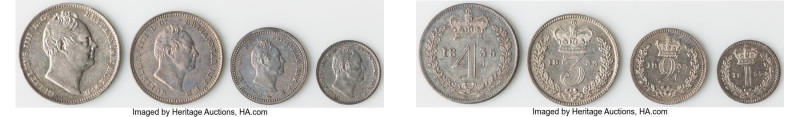 William IV 4-Piece Uncertified "Maundy" Pence Set 1835, 1) 4 Pence, KM711. 2) 3 ...