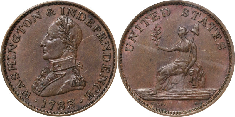 "1783" (ca. 1820) Washington Military Bust Copper. Musante GW-109E, Vlack 5-D, B...