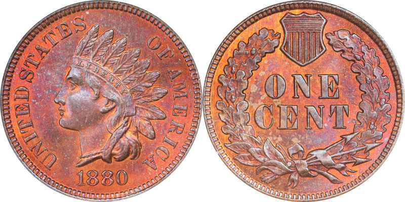 1880 Indian Cent. MS-64 RB (NGC). CAC. CMQ.
PCGS# 2137. NGC ID: 2287.