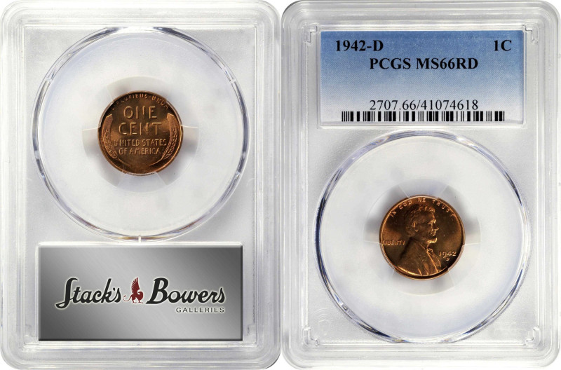 Lot of (10) 1942-D Lincoln Cents. MS-66 RD (PCGS).
PCGS# 2707. NGC ID: 22E2.