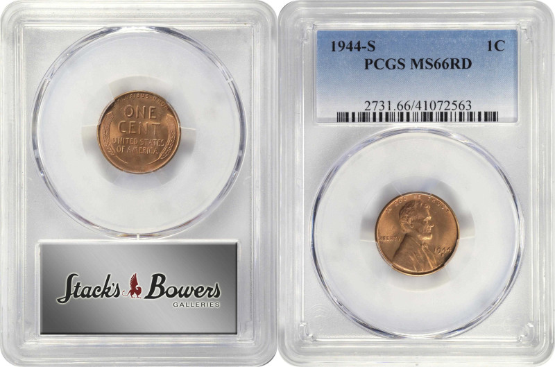 Lot of (10) 1944-S Lincoln Cents. MS-66 RD (PCGS).
PCGS# 2731. NGC ID: 22EE.