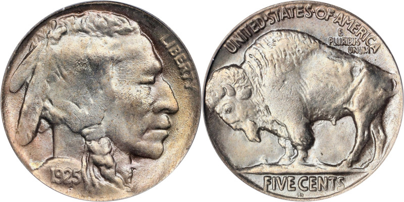 1925-D Buffalo Nickel. MS-64 (PCGS).
PCGS# 3955. NGC ID: 22S3.