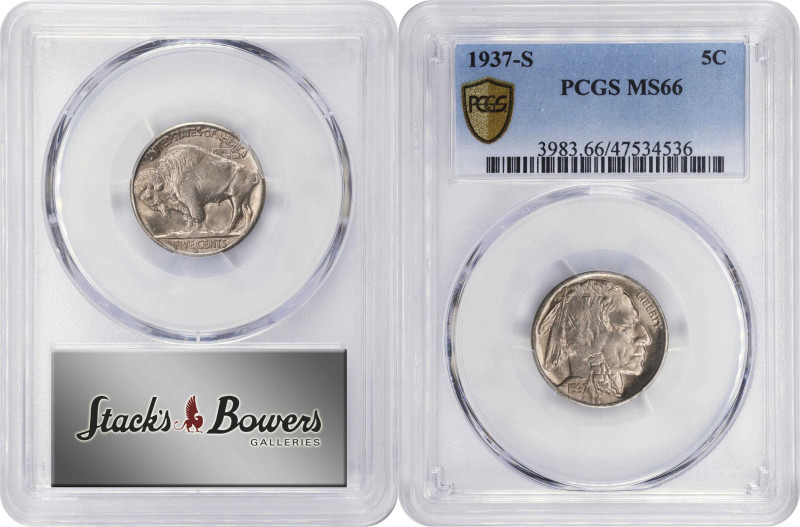 Lot of (4) 1937-Dated Buffalo Nickels. MS-66 (PCGS).
Included are: (2) 1937; an...