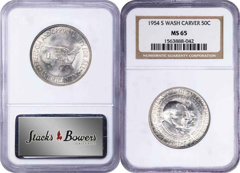 1954 Carver/Washington Commemorative. PDS Set. MS-65 (NGC).
All examples are in...