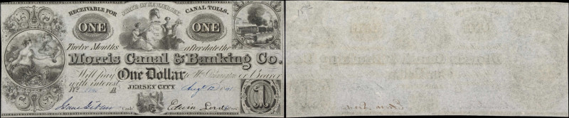 Jersey City, New Jersey. Morris Canal & Banking Company. 1841 $1. Choice Uncircu...