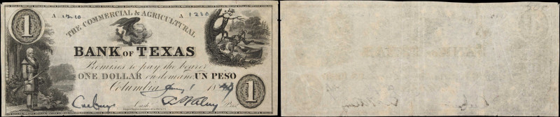 Columbia, Texas. Commercial & Agricultural Bank of Texas. 1849 $1. Very Fine.
N...