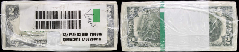 Brick of (1000) Fr. 1940-L. 2013 $2 Federal Reserve Notes. San Francisco. Choice...