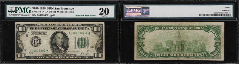 Fr. 2150-L*. 1928 $100 Federal Reserve Star Note. San Francisco. PMG Very Fine 2...