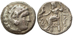 KINGS of MACEDON. Alexander III the Great, 336-323 BC. Drachm (silver, 3.97 g, 17 mm). Head of Herakles to right, wearing lion skin headdress. Rev. ΑΛ...