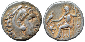 KINGS of MACEDON. Alexander III the Great, 336-323 BC. Drachm (silver, 4.11 g, 16 mm). Head of Herakles to right, wearing lion skin headdress. Rev. ΑΛ...