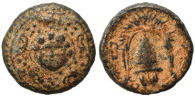 KINGS of MACEDON. Alexander III the Great, 336-323 BC. Ae (bronze, 4.05 g, 16 mm). Salamis. Macedonian shield with gorgoneion in boss. Rev. B-A Creste...