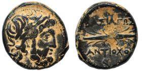 SELEUKID KINGS of SYRIA. Antiochos I Soter, 281-261 BC. (bronze, 6.85 g, 19 mm), Antioch on the Orontes. Laureate head of Zeus to right. Rev. ΒΑΣΙΛΕΩΣ...