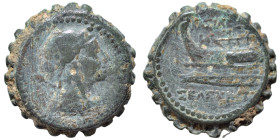 SELEUKID KINGS of SYRIA. Seleukos IV Philopator, 187-175 BC. Ae serrate (bronze, 6.84 g, 19 mm), Antioch. Draped bust of Dionysos to right, wearing wr...
