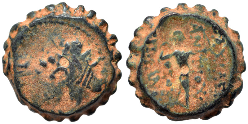 SELEUKID KINGS of SYRIA. Antiochos IV Epiphanes, 175-164 BC. Ae Serrate (bronze,...