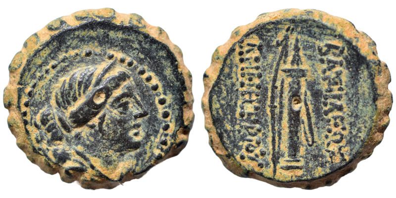 SELEUKID KINGS of SYRIA. Demetrios I Soter, 162-150 BC. Ae serrate (bronze, 7.49...