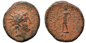 SELEUKID KINGS of SYRIA. Antiochos VI Dionysos, 144-142 BC. Ae (bronze, 11.40 g, 22 mm), Apameia (?). Radiate and diademed head right. Rev. BAΣIΛEΩΣ A...