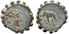 SELEUKID KINGS of SYRIA. Antiochos VI Dionysos, 144-142 BC. Ae Serrate (bronze, 7.25 g, 20 mm), Antioch on the Orontes. Radiate and diademed head righ...