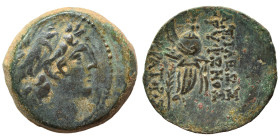 SELEUKID KINGS of SYRIA. Tryphon, 142-138 BC. Ae (bronze, 6.26 g, 18 mm), Antioch. Diademed head of Tryphon to right. Rev. ΒΑΣΙΛΕΩΣ ΤΡΥΦΟΝΟΣ ΑΥΤΟΚΡΑΤΟ...