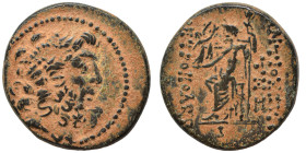 SYRIA, Seleucis and Pieria. Antioch, 1st century BC. Ae (bronze, 7.78 g, 22 mm). Laureate head of Zeus right. Rev. ANTIOXΕΩN THΣ / MHTPOΠOΛEΩΣ Zeus Ni...
