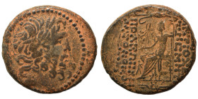 SYRIA, Seleucis and Pieria. Antioch, 1st century BC. Ae (bronze, 7.38 g, 19 mm). Laureate head of Zeus right. Rev. ANTIOΧΕΩN ΜΗΤΡΟΠΟΛΕΩΣ / ΑΥΤΟΝΟΜΟΥ Z...