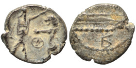 PHOENICIA. Sidon. Ba'alšillem II, circa 401-366 BC. 1/16 Shekel (silver, 0.54 g, 10 mm). Phoenician galley left, waves below. Rev. Persian king or her...
