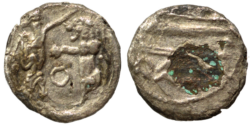 PHOENICIA. Sidon. Ba'alšillem II, circa 401-366 BC. Fourrée 1/16 Shekel (silvere...