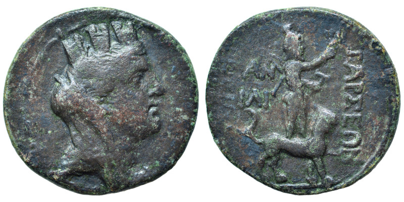 CILICIA. Tarsos. 164-27 BC. Ae (bronze, 5.76 g, 20 mm). Turreted and veiled head...