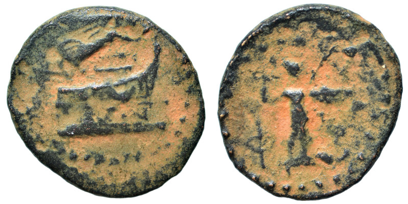 LYCIA. Phaselis. Circa 220-190. Ae (bronze, 3.17 g, 20 mm). ΦΑΣΗ Prow of ship ri...