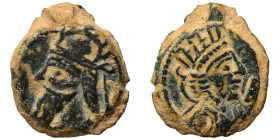 KINGS of PARTHIA. Vologases IV, circa 147-191. Dichalkon (bronze, 3.82 g, 17 mm), Seleukeia on the Tigris. Diademed bust of Vologases IV to left, wear...