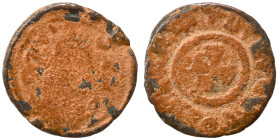 AXUM. Ae (bronze, 0.36 g, 9 mm). Draped bust of king right. Rev. Legend around cross pattée. Fine.