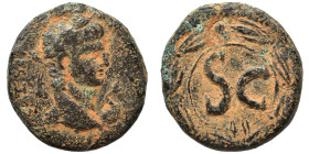 SYRIA, Seleucis and Pieria. Antioch. Nero, 54-68. Ae (bronze, 6.96 g, 20 mm). Laureate head of Nero to right; before, lituus. Rev. Large S C within wr...