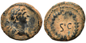 SYRIA, Seleucis and Pieria. Antioch. Trajan, 98-117. Half Quadrans (bronze, 1.31 g, 12 mm). Rome, for use in Syria. Laureate and draped bust of Trajan...