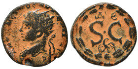 SYRIA, Seleucis and Pieria. Antioch. Elagabalus, 218-222. Ae (bronze, 4.74 g, 18 mm). Radiate head of Elagabalus to left. Rev. S C; Δ - E above, eagle...