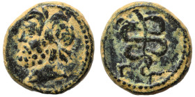 SYRIA, Seleukis and Pieria. Antioch. Pseudo-autonomous, 2nd century. Ae Tessera (bronze, 3.88 g, 15 mm). Head of Asklepios left. Rev. Serpent-entwined...