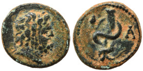 SYRIA, Seleucis and Pieria. Antioch. Pseudo-autonomous, 2nd century. Ae Tessera (bronze, 2.40 g, 15 mm). Head of Asklepios right. Rev. Serpent-entwine...