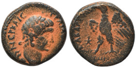 SYRIA, Seleucis and Pieria. Gabala . Trajan. 98-117. Ae (bronze, 4.17 g, 17 mm). Laureate head right. Rev. Eagle standing left, with wings spread; sta...
