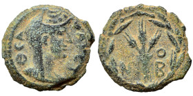 ARABIA. Bostra. Diva Faustina I, died 140/1. Ae (bronze, 1.95 g, 15 mm). ΘЄΑ ΦΑVϹΤ Veiled and draped bust to right. Rev. Three grain ears tied togethe...