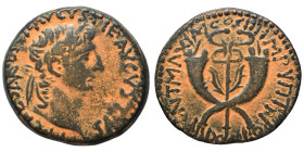 COMMAGENE. Uncertain mint. Tiberius, 14-37. Ae (bronze, 13.01 g, 29 mm). TI CAESAR DIVI AVGVSTI F AVGVSTVS Laureate head of Tiberius. Rev. PONT MAXIM ...