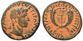 COMMAGENE. Uncertain mint. Tiberius, 14-37. Ae (bronze, 17.72 g, 29 mm). TI CAESAR DIVI AVGVSTI F AVGVSTVS Laureate head of Tiberius. Rev. PONT MAXIM ...