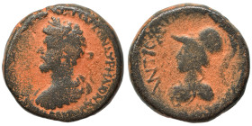 COMMAGENE. Antioch ad Euphratem. Marcus Aurelius, 161-180. Ae (bronze, 12.03 g, 22 mm). Laureate bust of Marcus Aurelius left, wearing cuirass and pal...