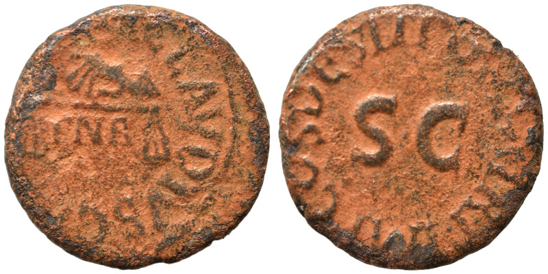 Claudius, 41-54. Quadrans (bronze, 2.59 g, 15 mm), Rome. TI CLAVDIVS CAESAR AVG ...