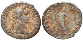 Domitian, 81-96. Denarius (silver, 3.07 g, 19 mm), Rome. IMP CAES DOMIT AVG GERM P M TR P VI Laureate head right. Rev. IMP XIIII COS XIIII CENS P P P ...