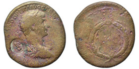 Trajan, 98-117. As (?) (orichalcum, 8.63 g, 24 mm). Laureate bust right. Rev. SC within wreath. Fine.