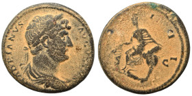 Hadrian, 117-138. As (bronze, 8.50 g, 23 mm), Rome. Laureate, draped and cuirassed bust to right. Rev. COS III Salus seated left, holding out patera t...