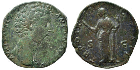 Marcus Aurelius, as Caesar, 139-161. Sestertius (bronze, 18.22 g, 30 mm). Rome, struck under Antoninus Pius. AVRELIVS CAES ANTON AVG PII F Bare head r...