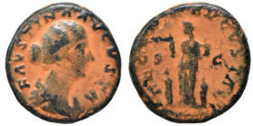 Faustina II, Augusta, 147-175. Dupondius (bronze, 11.24 g, 25 mm), Rome. FAVSTINA AVGVSTA Draped bust right. Rev. FECVND AVGVSTAE / S - C Fecunditas s...